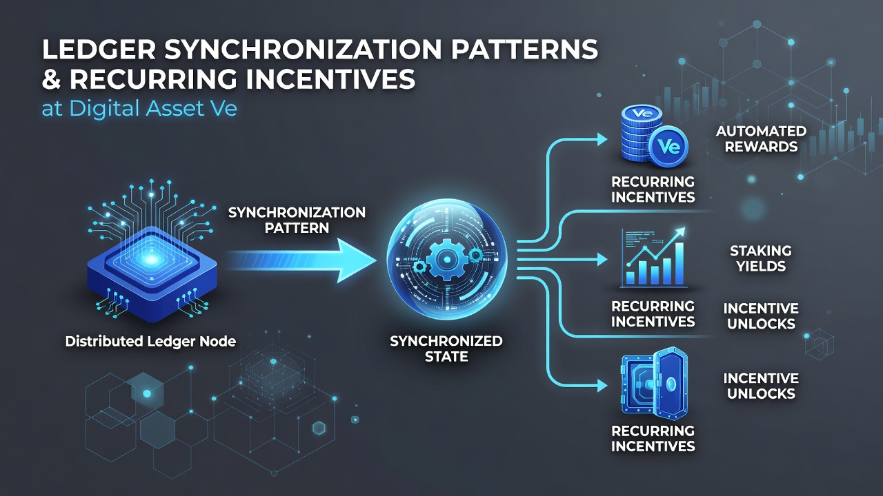 Illustration von Synchronisationsmustern und Incentive-Freischaltungen in dezentralen Asset-Systemen