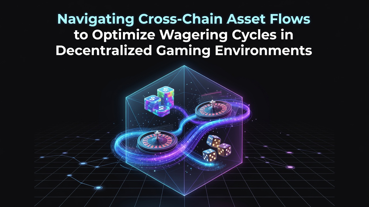 Illustration von Cross-Chain-Asset-Flows zwischen Blockchain-Netzwerken in dezentralen Gaming-Umgebungen