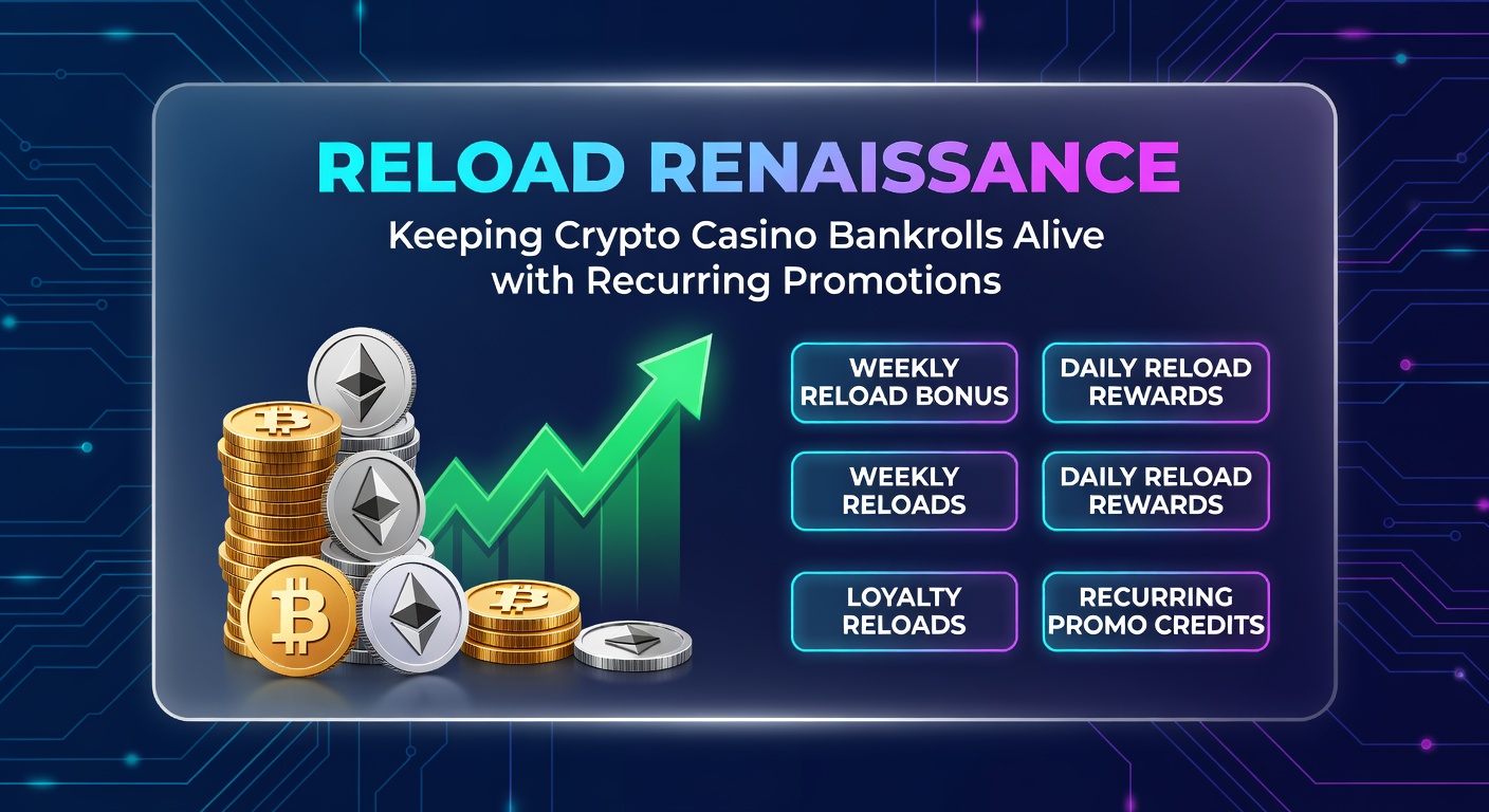 Dynamisches Chart mit steigenden Kurven von Reload-Nutzung in Crypto-Casinos, inklusive Krypto-Logos und Promotions-Icons für 2026-Trends
